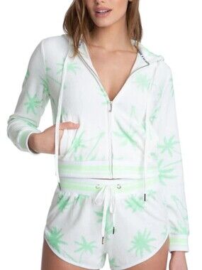 Juicy Couture Palm Tree Terry Cloth Zip Up Hoodie.